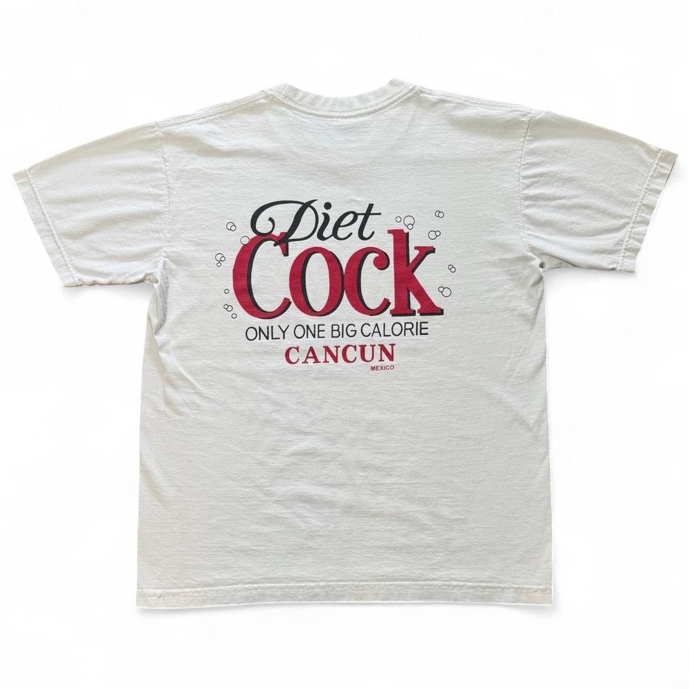 Vintage 90s Novelty Coca-Cola Parody Diet Coke Joke Lewd Naughty Large T-shirt